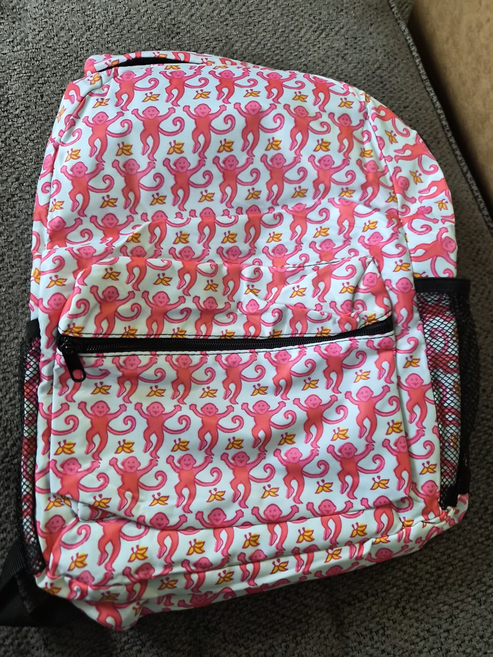 Pink Monkey Print Backpack - NEW